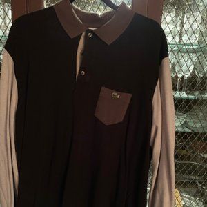 Lacoste Black Color Block LS Polo Size 8 XXL
